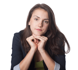 picture of woman with head on hands