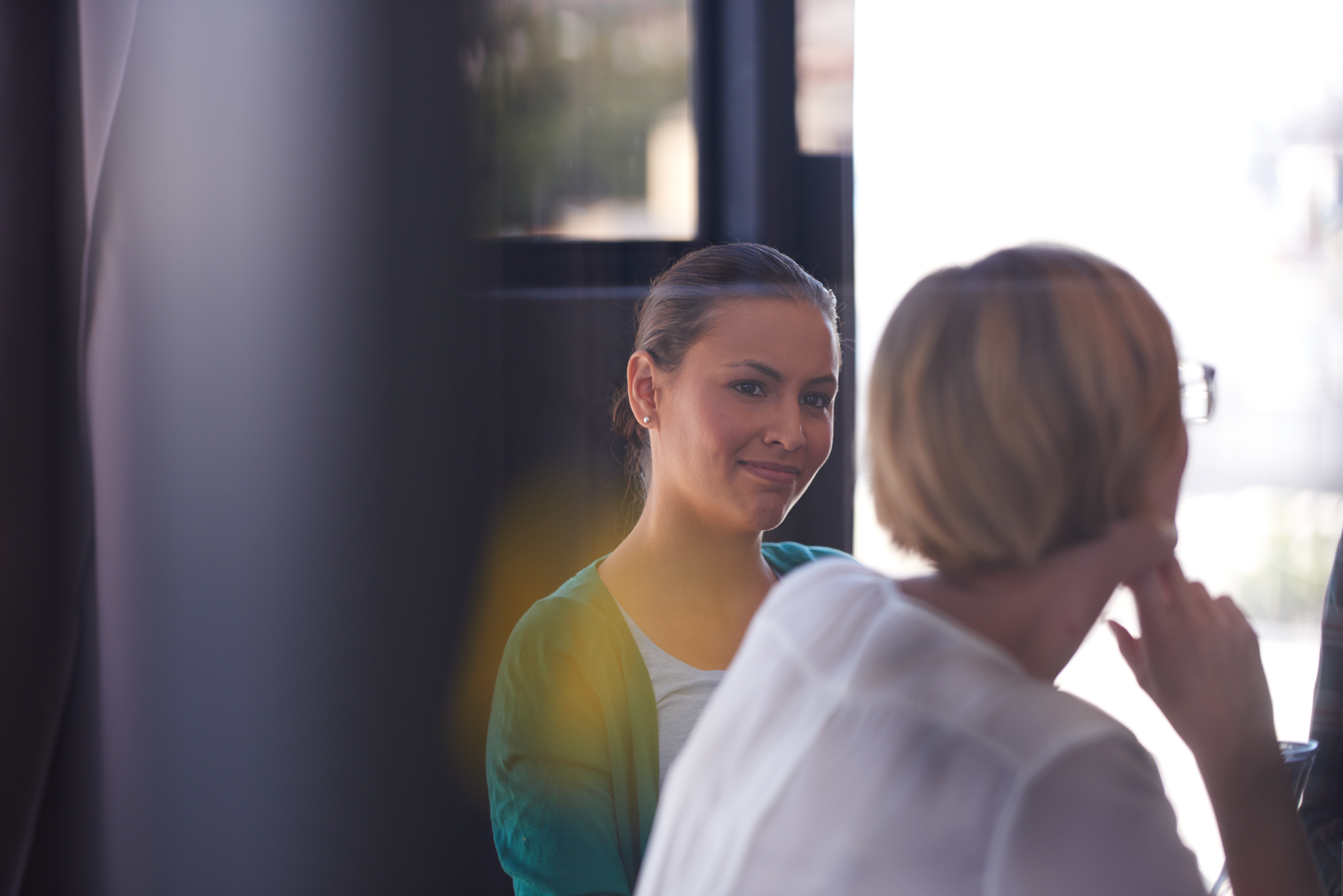 2 women talking